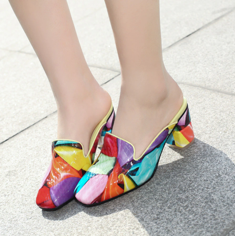 summer mules multi color size 7 for women