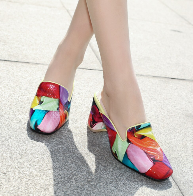 square heel mules multi color size 8 for women