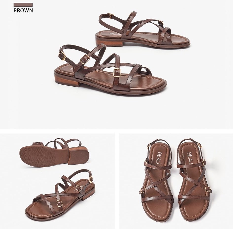 casual sandals color coffee size 6 for women