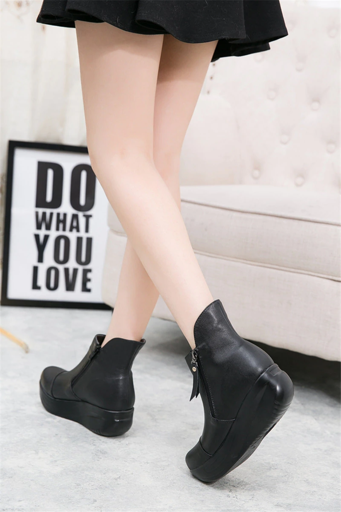 wedges boots color black size 8 for women