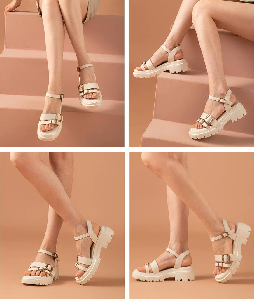 leather sandal color beige size 8 for women