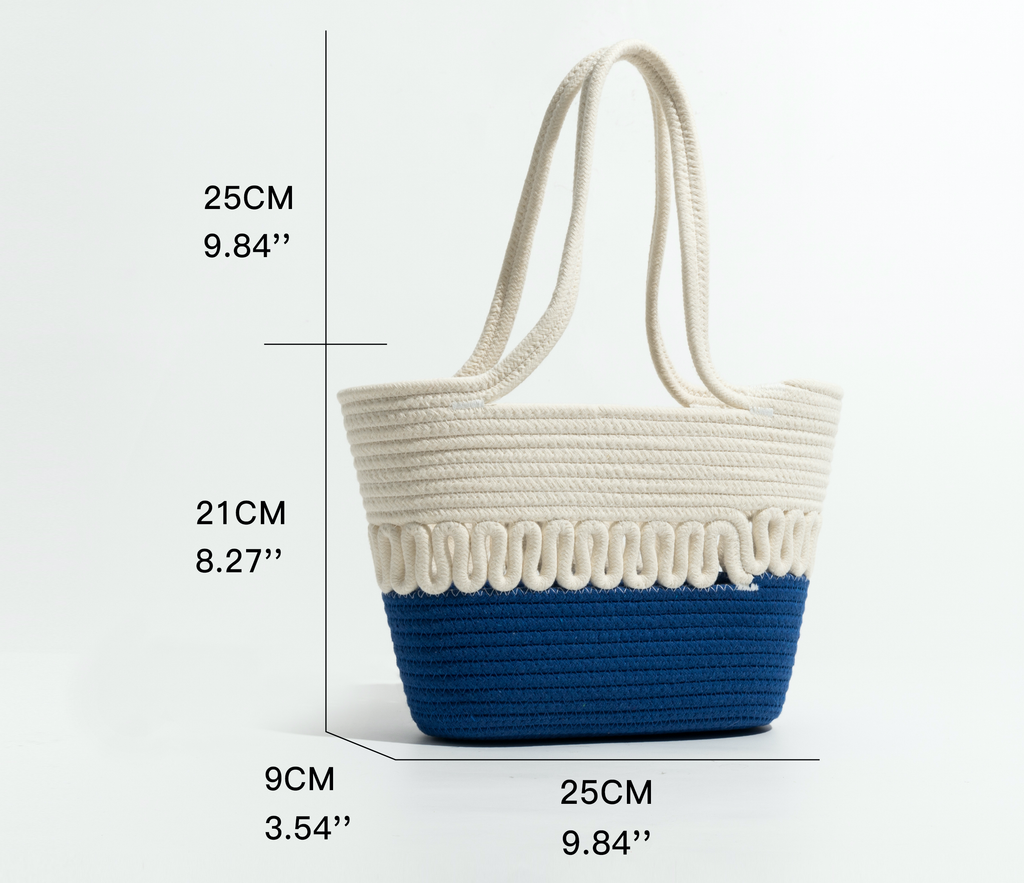 Shoulder Woven Handbag Color Blue Small for Women