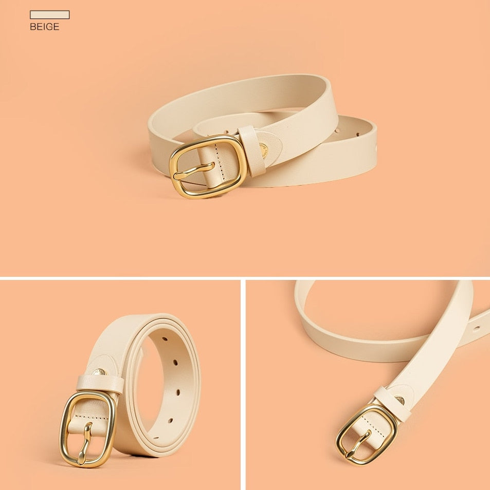 Small Leather Belt Color Beige for Women