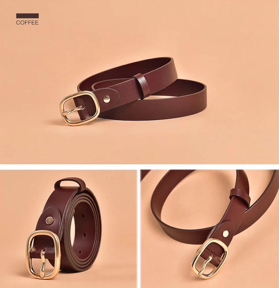 Medium Leather Belt Color Coffee for Women