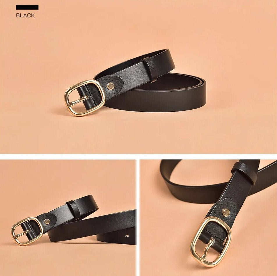 Medium Leather Belt Color Black for Women