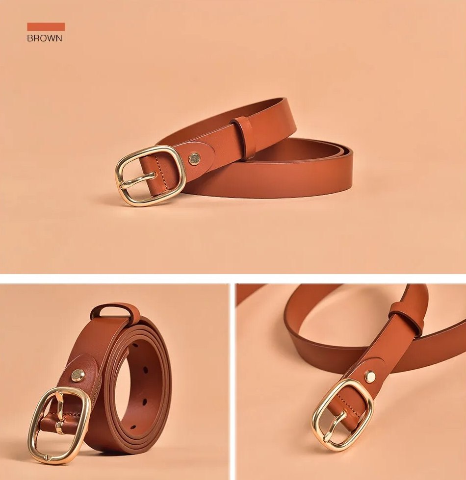 Long Leather Belt Color Brown for Women