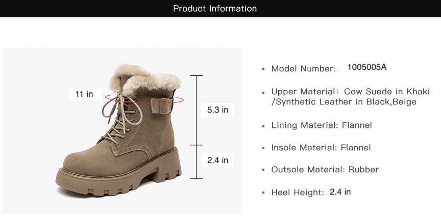 Platform Boots Color Khaki Size 5 for Women