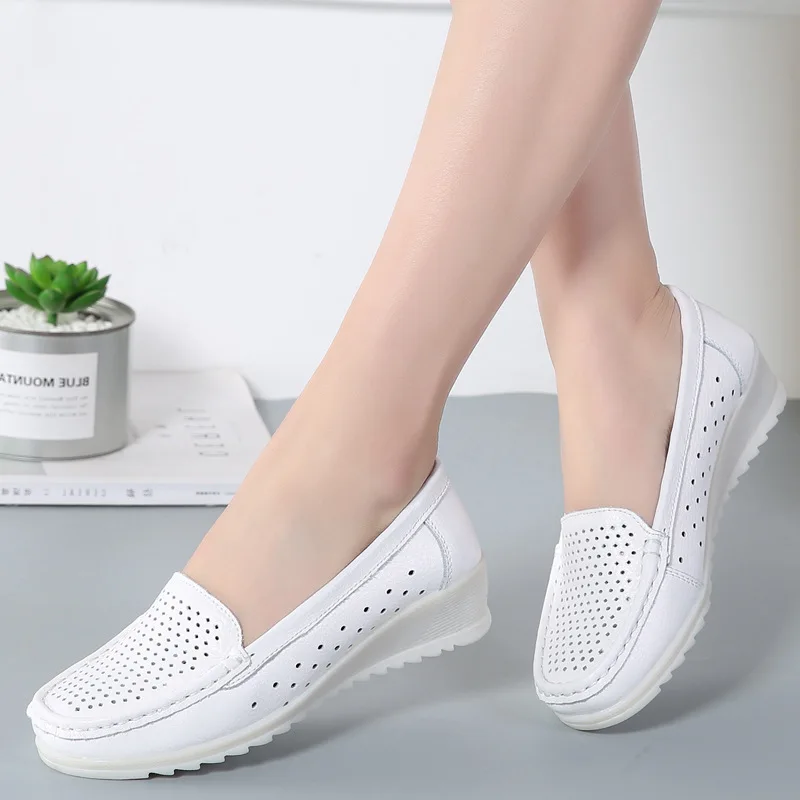 Breathable Loafer Shoes Color White Size 8 for Women