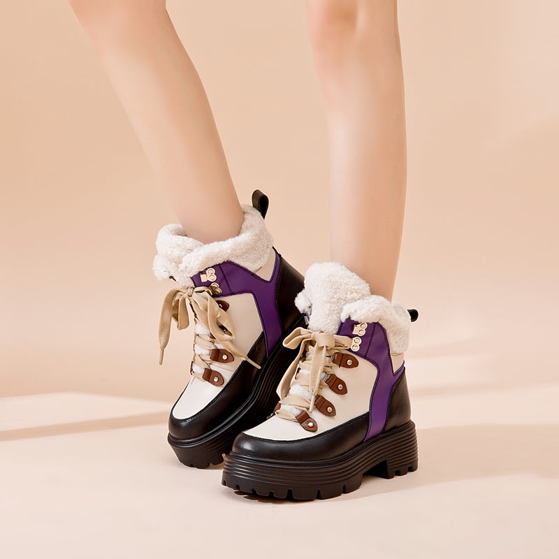 Winter Platform Boots Color Purple Size 8 for Women