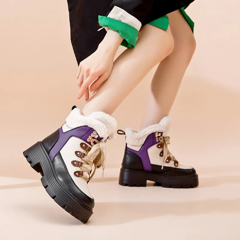 Winter Platform Boots Color Purple Size 7 for Women