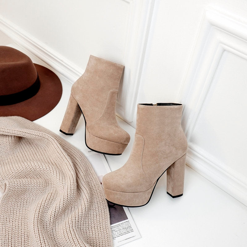 Ankle Length Boots Color Beige Size 4.5 for Women