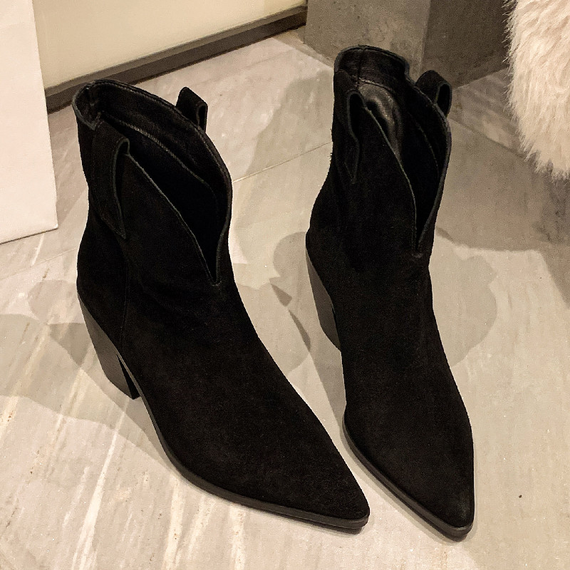 Square Heel Boots Color Black Size 5.5 for Women