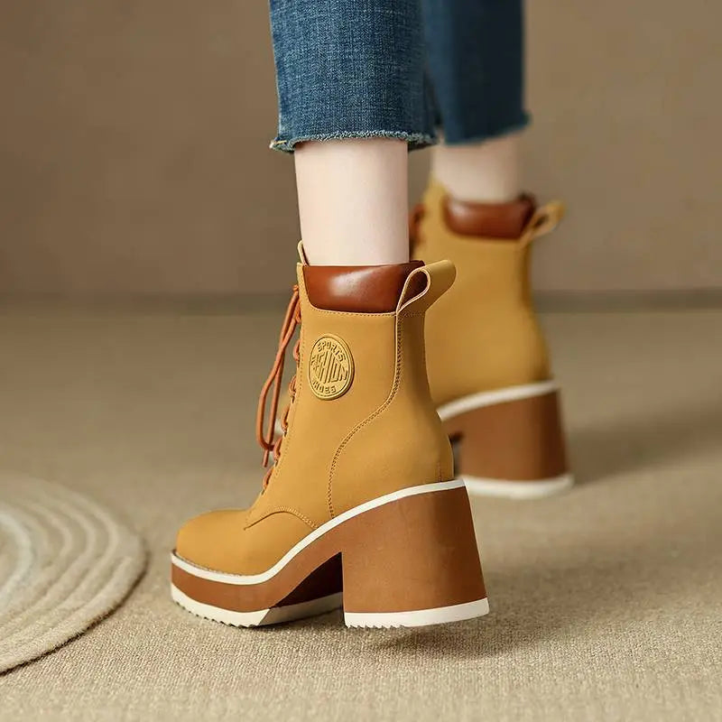 Platform Boots Color Yellow Size 7 for Women