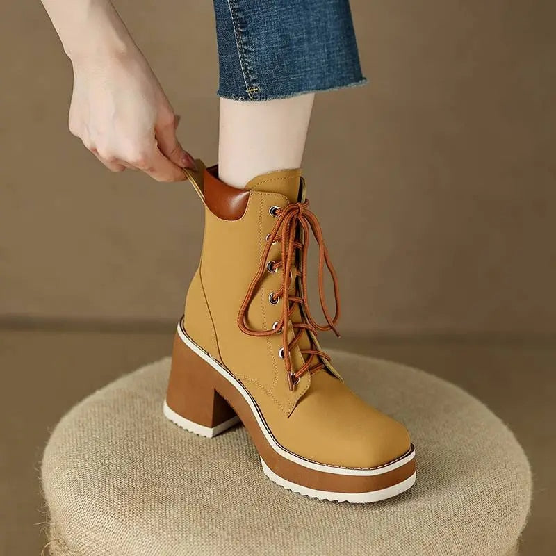 Platform Boots Color Yellow Size 8 for Women