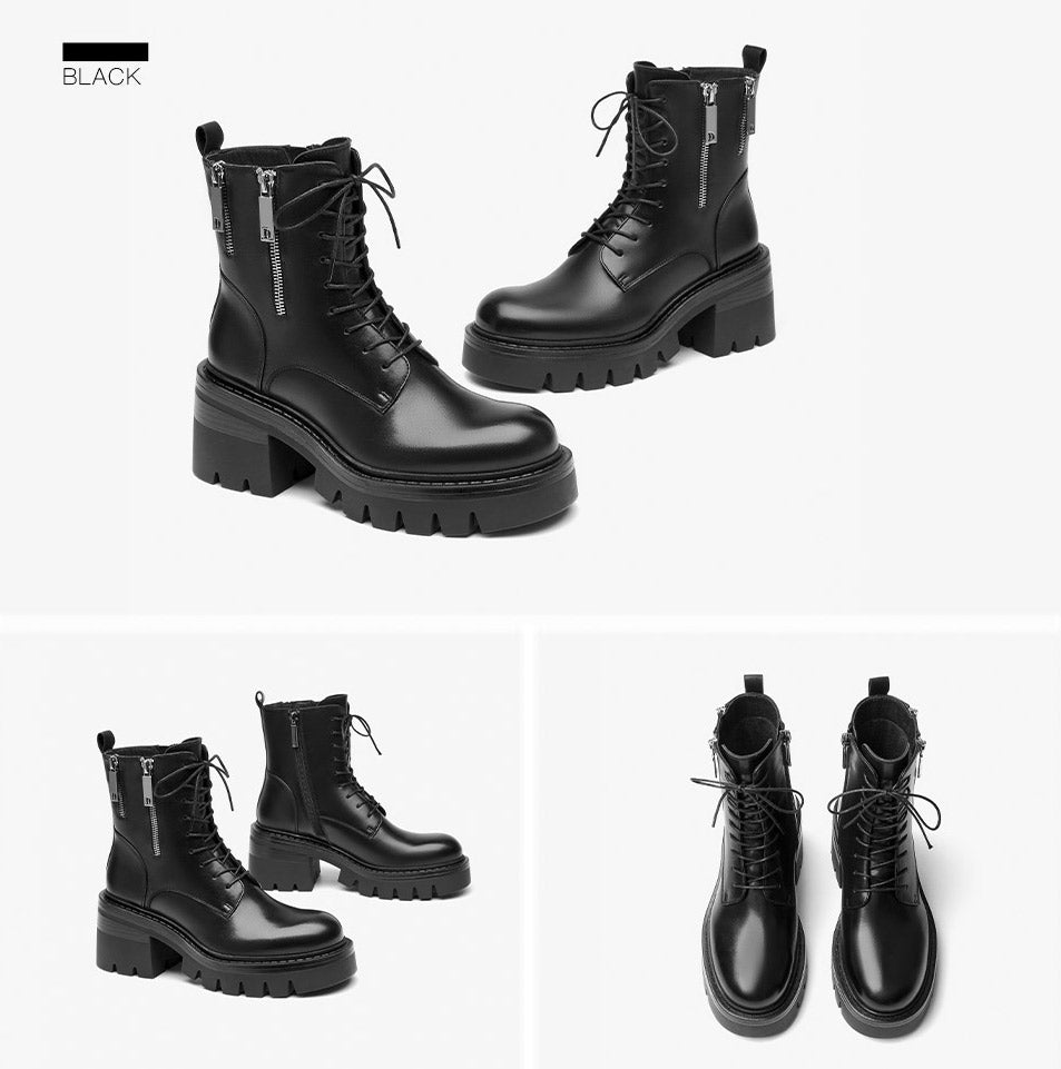 Leather Boots Color Black Size 5 for Women