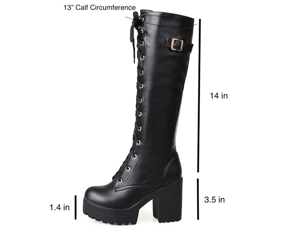 Knee High Boots Color Black Size 5 for Women