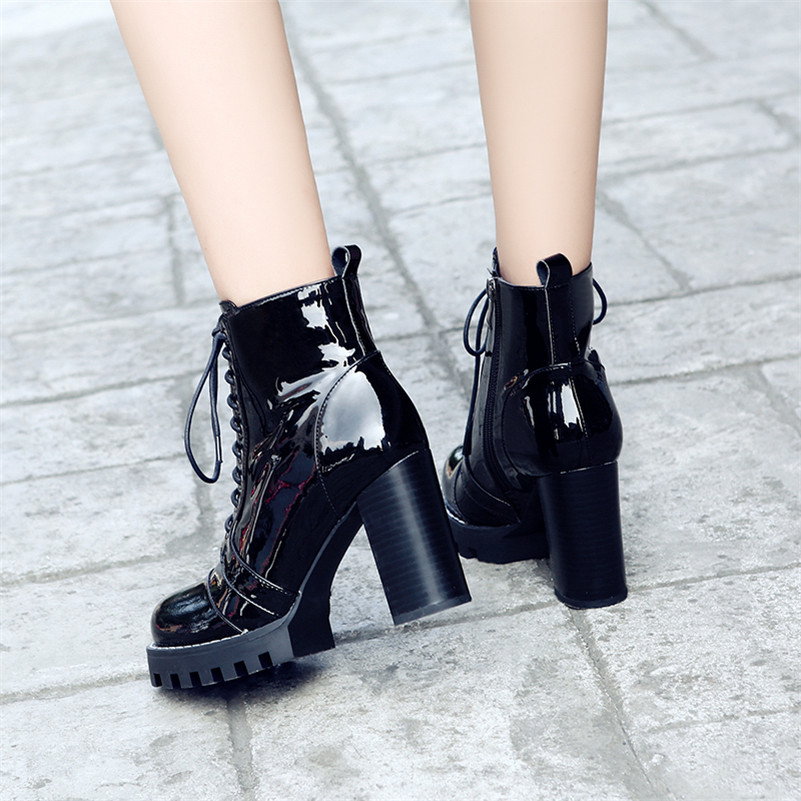 Square High Heel Boots Color Black Size 5 for Women