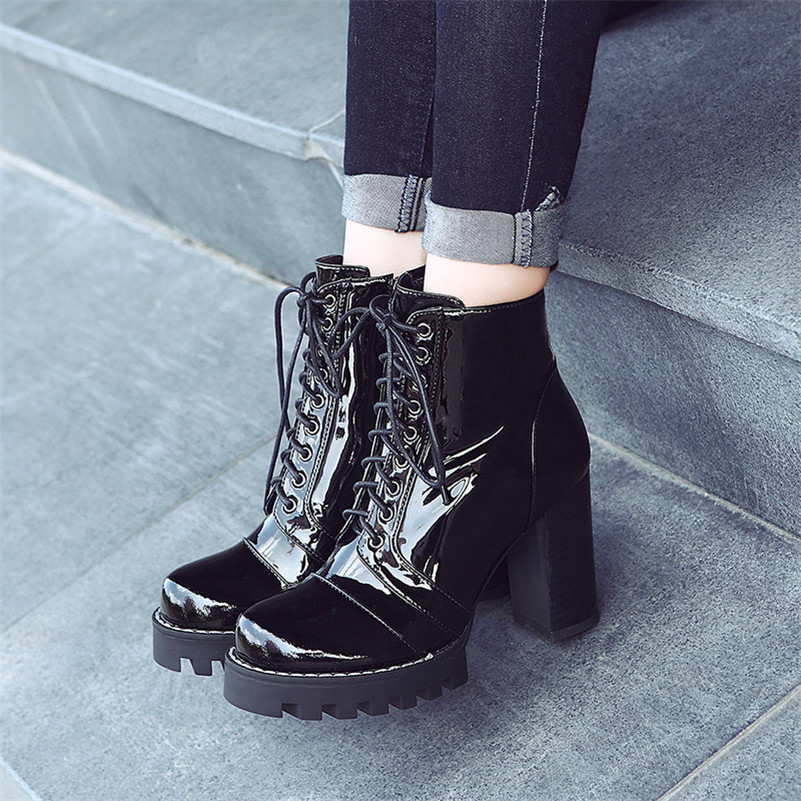 Platform Boots Color Black Size 5.5 for Women