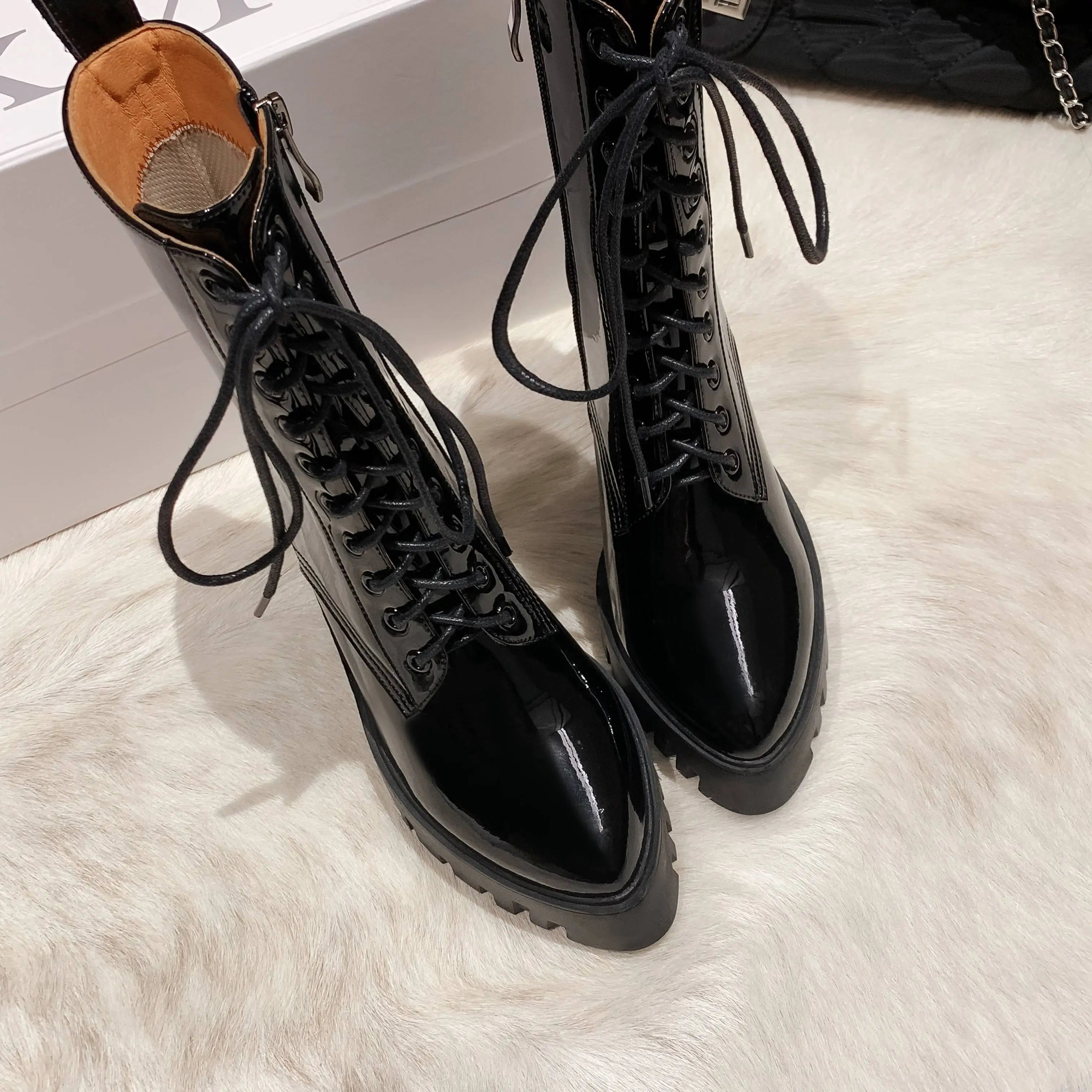 Lace Up Black Boots Size 5 for Women