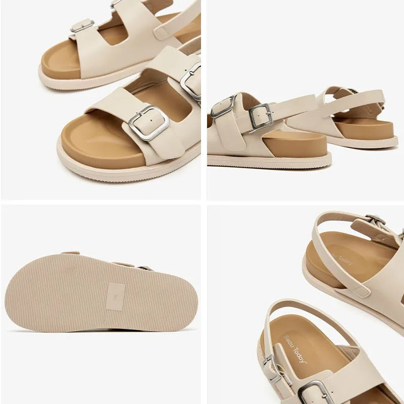 Flat Sandal Color Beige Size 8 for Women