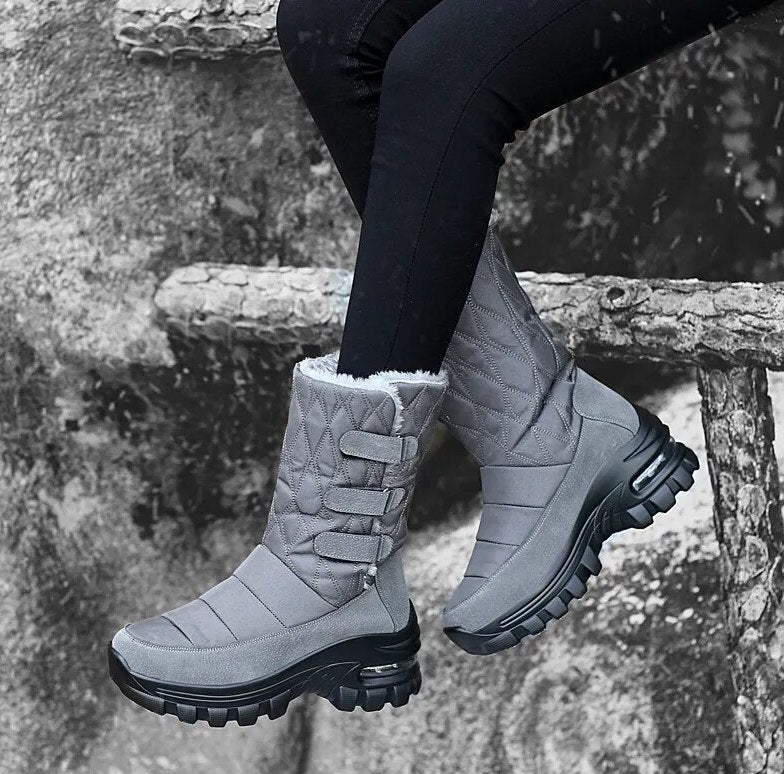 Mid-Calf Snow Boots Color Gray Size 7 for Women