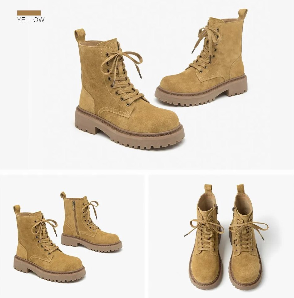 Leather Boots Color Yellow Size 6 for Women