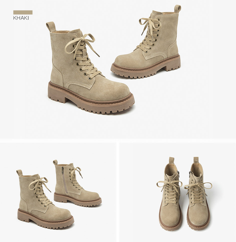 Lace Up Boots Color Khaki Size 6 for Women