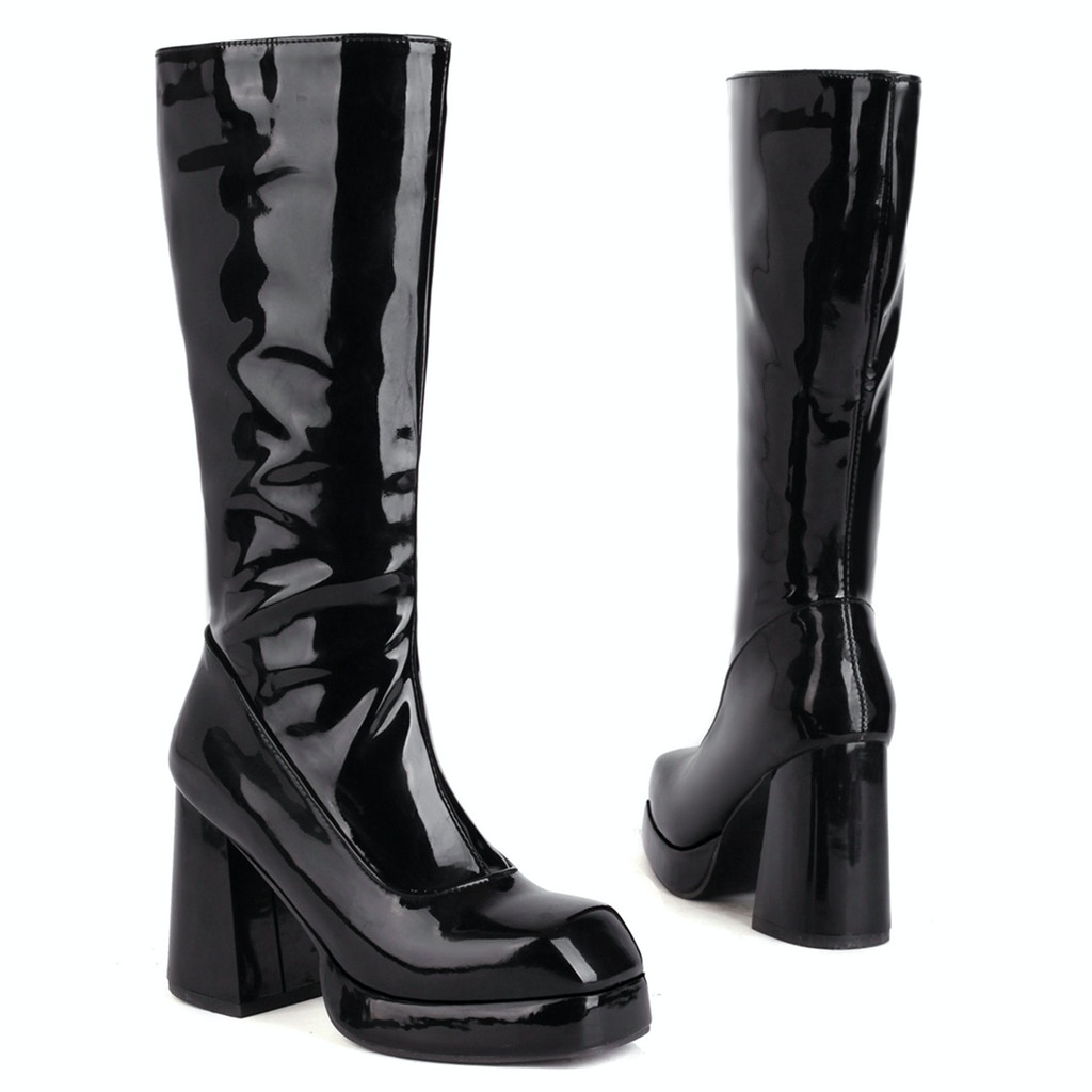 Square Toe Platform Boots Color Black Size 4.5 for Women