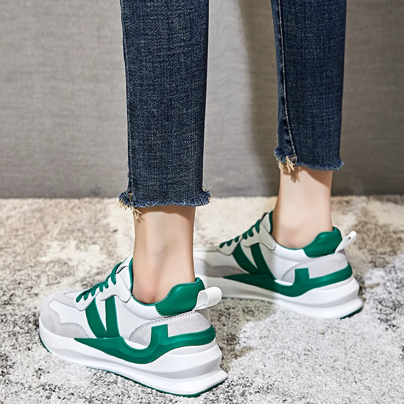 Platform Sneaker Color Green Size 6.5 for Women