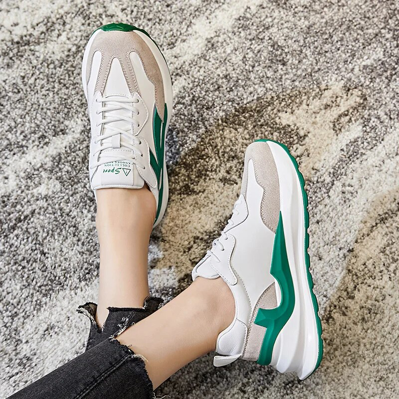 Round Toe Sneaker Color Green Size 8 for Women