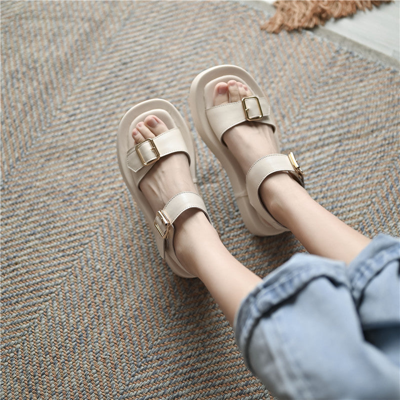 Summer Flat Sandal Color Beige Size 10 for Women