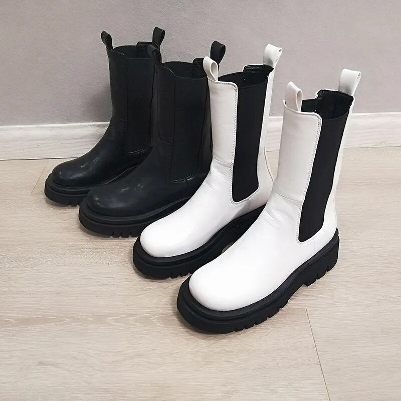 Mid Calf Boots Color White Size 4.5 for Women