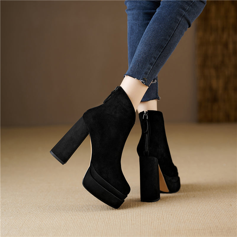 High Heel Boots Color Black Size 6 for Women