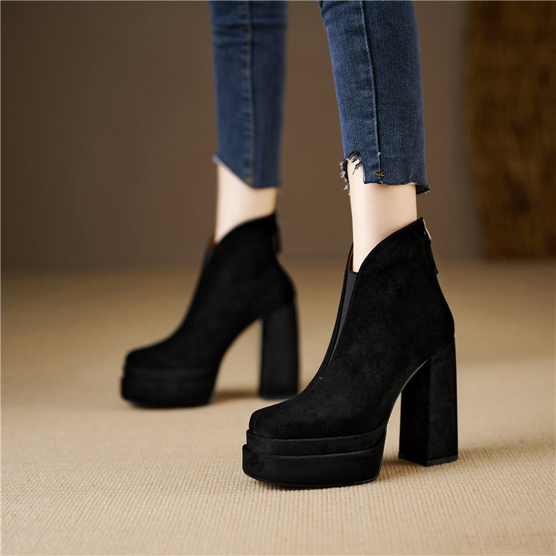 Suede Boots Color Black Size 5 for Women