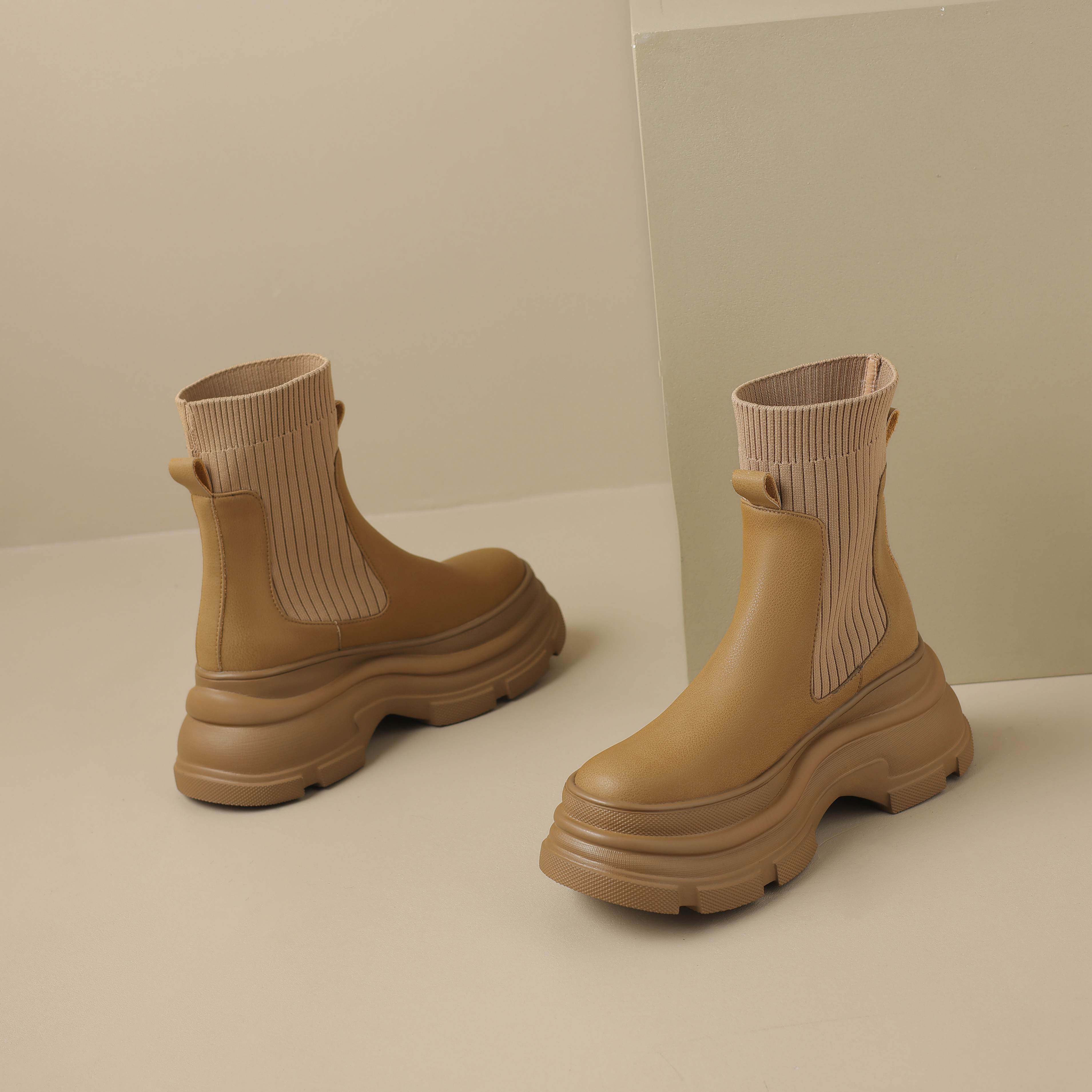 Platform Boots Color Apricot Size 5.5 for Women