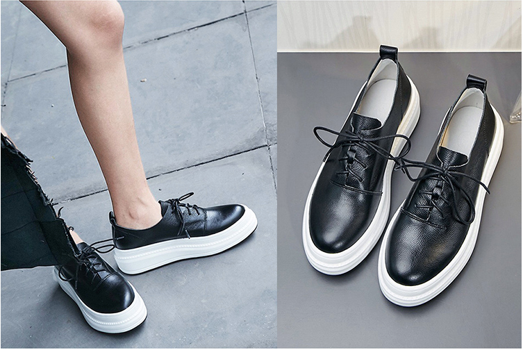 leather sneaker color black size 4.5 for women