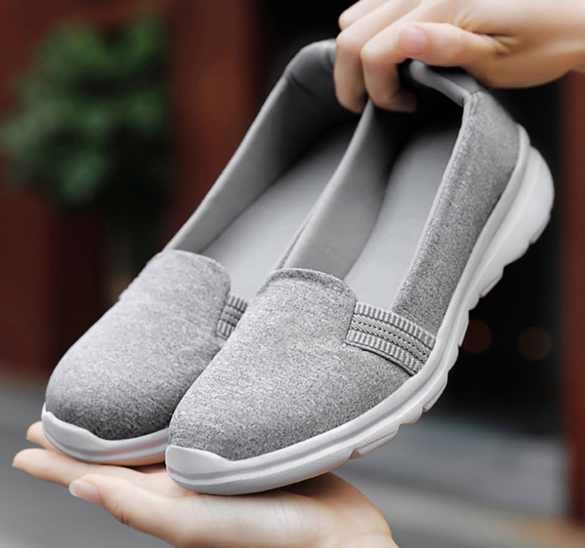 walking flats shoes color gray size 8 for women