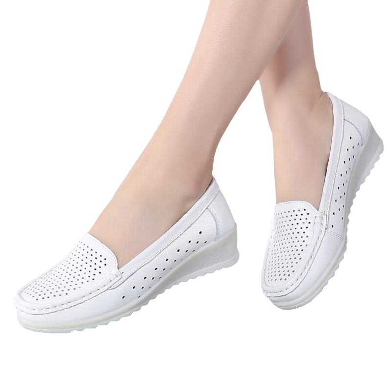 Round Toen Loafer Shoes Color White Size 5 for Women