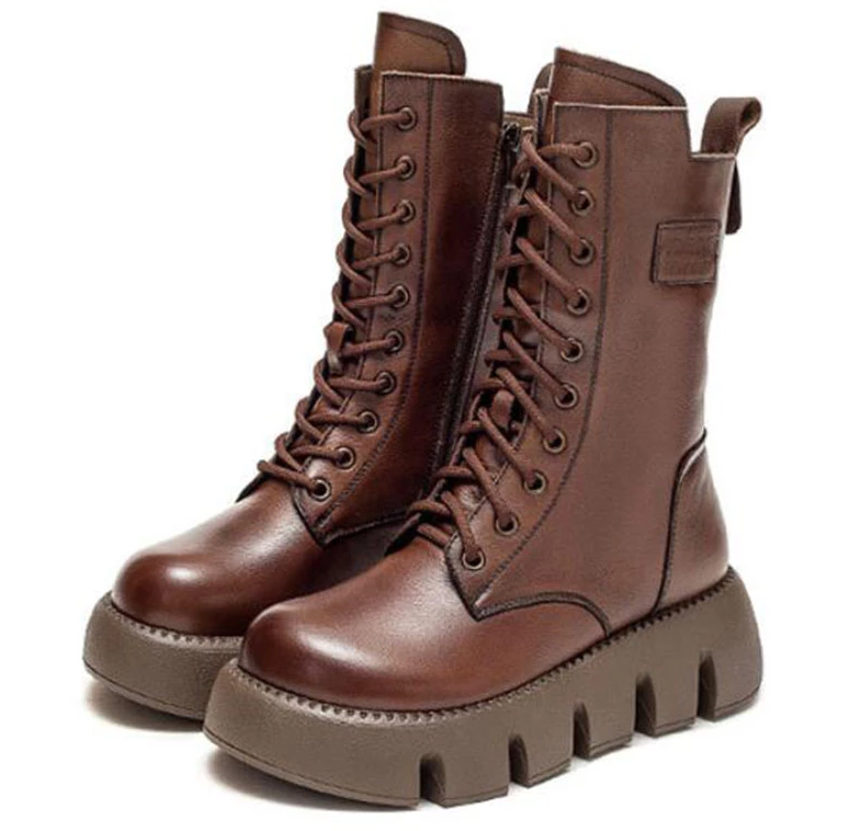 lace up boots color brown size 5.5 for women