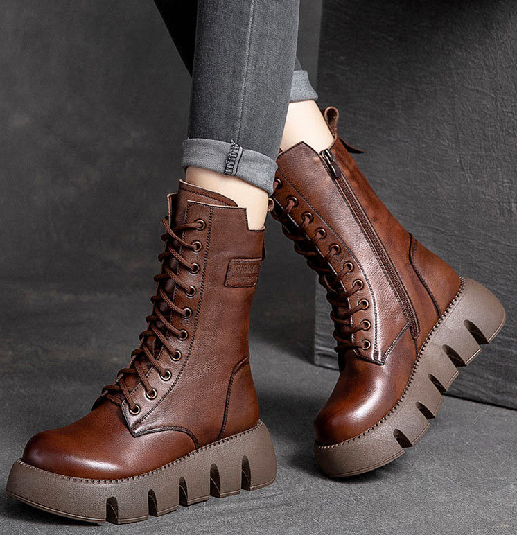 platform boots color brown size 6.5 for women