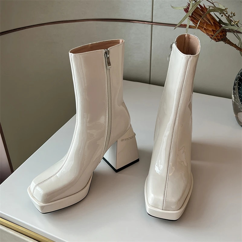 Leather Boots Color Beige Size 5 for Women