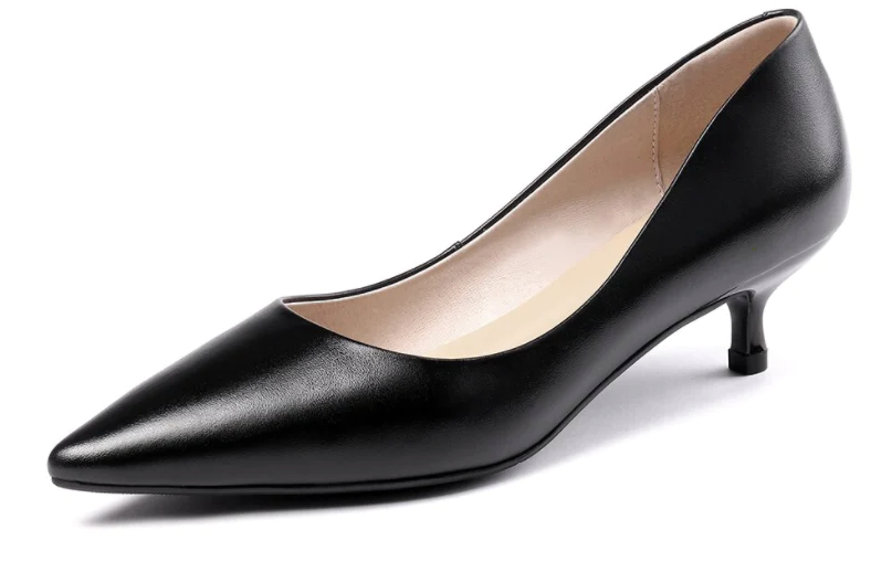 dress leather pumps shoes color black size 5.5 for women