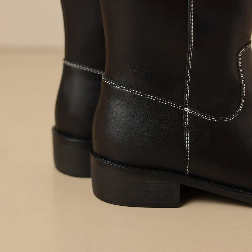 square heel boots color black size 9 for women