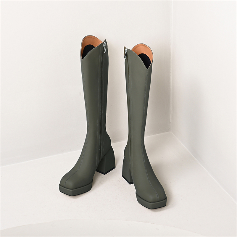 knee high boots color green size 8 for women
