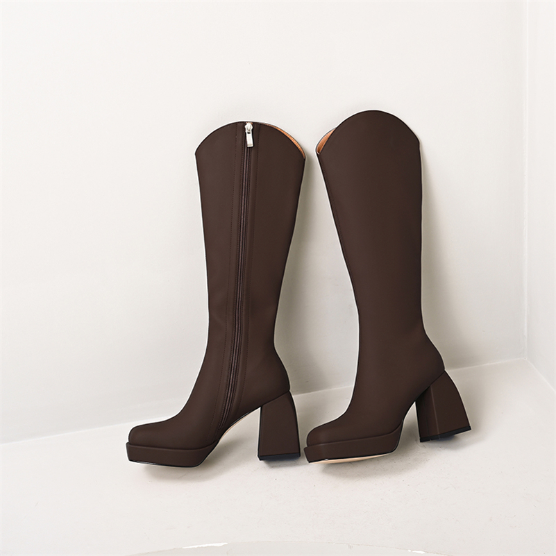 platform boots color brown size 5 for women