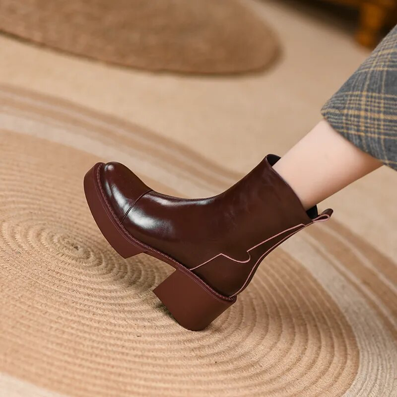 autumn platform boots color wine size 6 for women