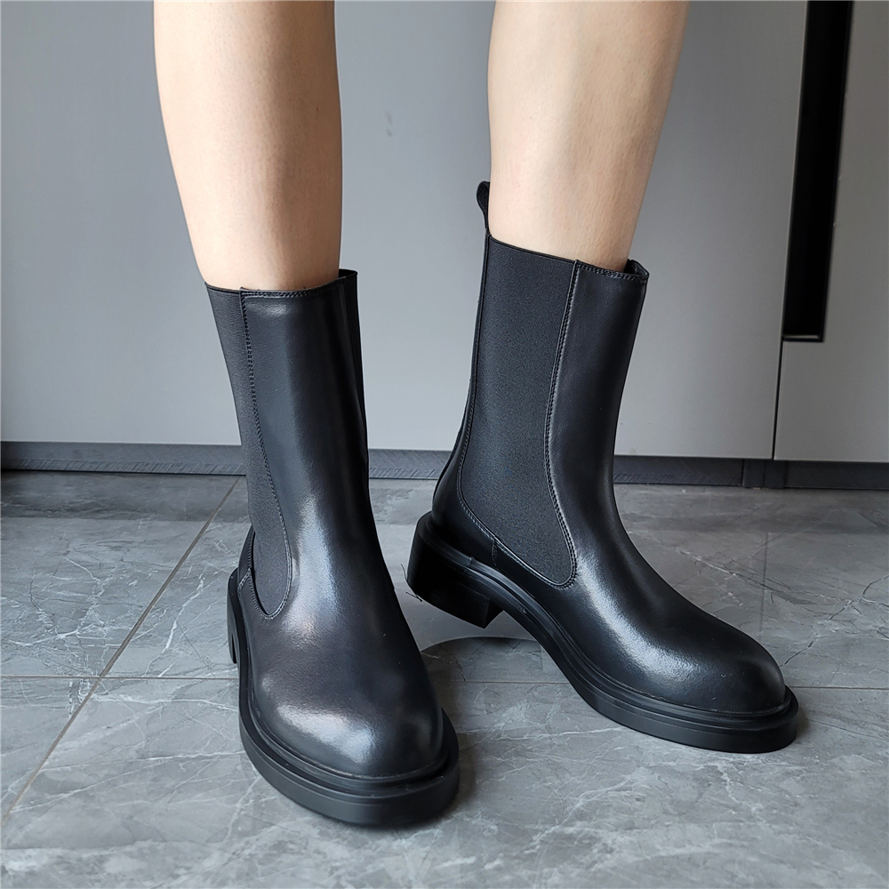 platform autumn boots color black size 7 for women