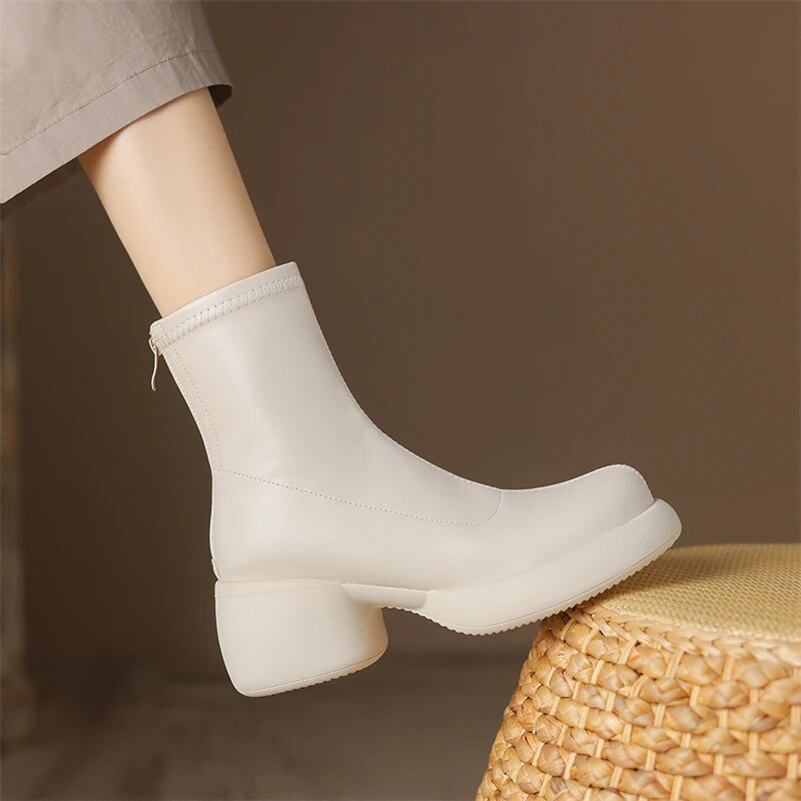 round toe boots color white size 9 for women