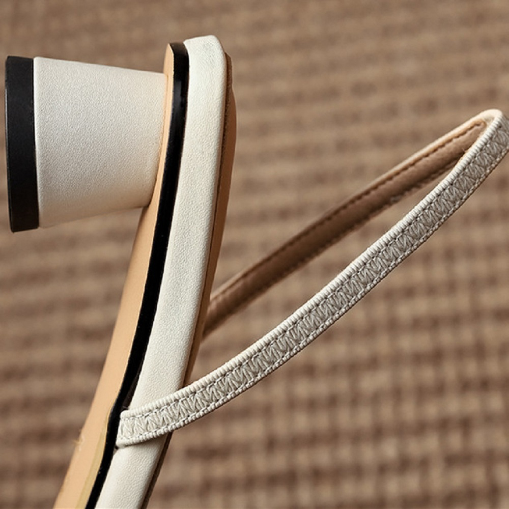 round heel sandals color beige size 9 for women