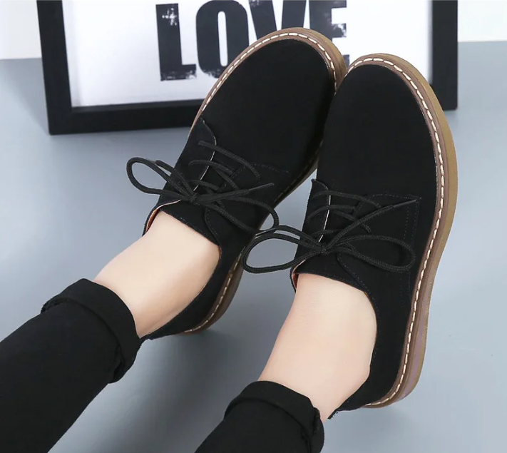 lace up loafer shoes color black size 6 for women